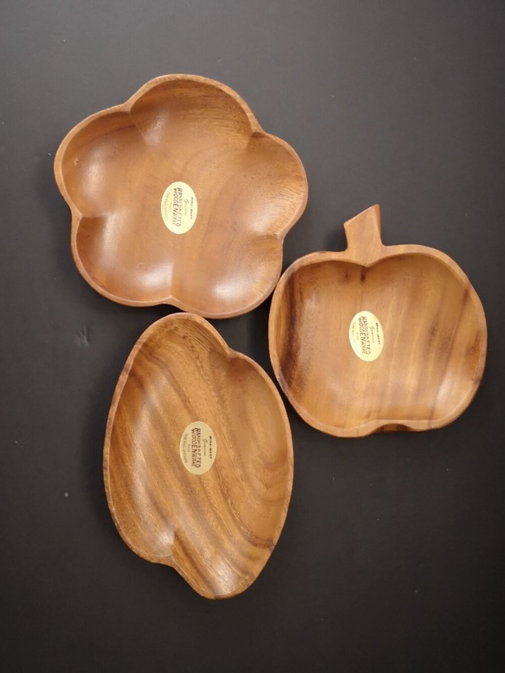 Mira Mart Genuine Handcrafted Set of 3 Monkey Pod Wooden Ware from Philippines